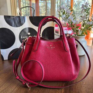 Kate Spade New York Dumpling Small Leather Satchel Crossbody Purse - Red Jam